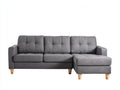 Divano angolare - tessuto-legno - 268x156x87 cm - grigio-legno naturale - moderno