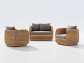 Divani da esterno - Rattan-Legno-Tessuto - 188x88x76 cm - Naturale-Tortora - Stile mediterraneo moderno