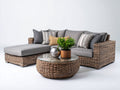 Divani da esterno - Rattan-Vetro-Tessuto - 285x190x76 cm - Naturale-Grigio - Stile mediterraneo moderno