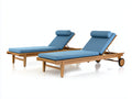 Lettino prendisole - legno massello-tessuto - 203x73x88 cm - azzurro-legno naturale - stile moderno