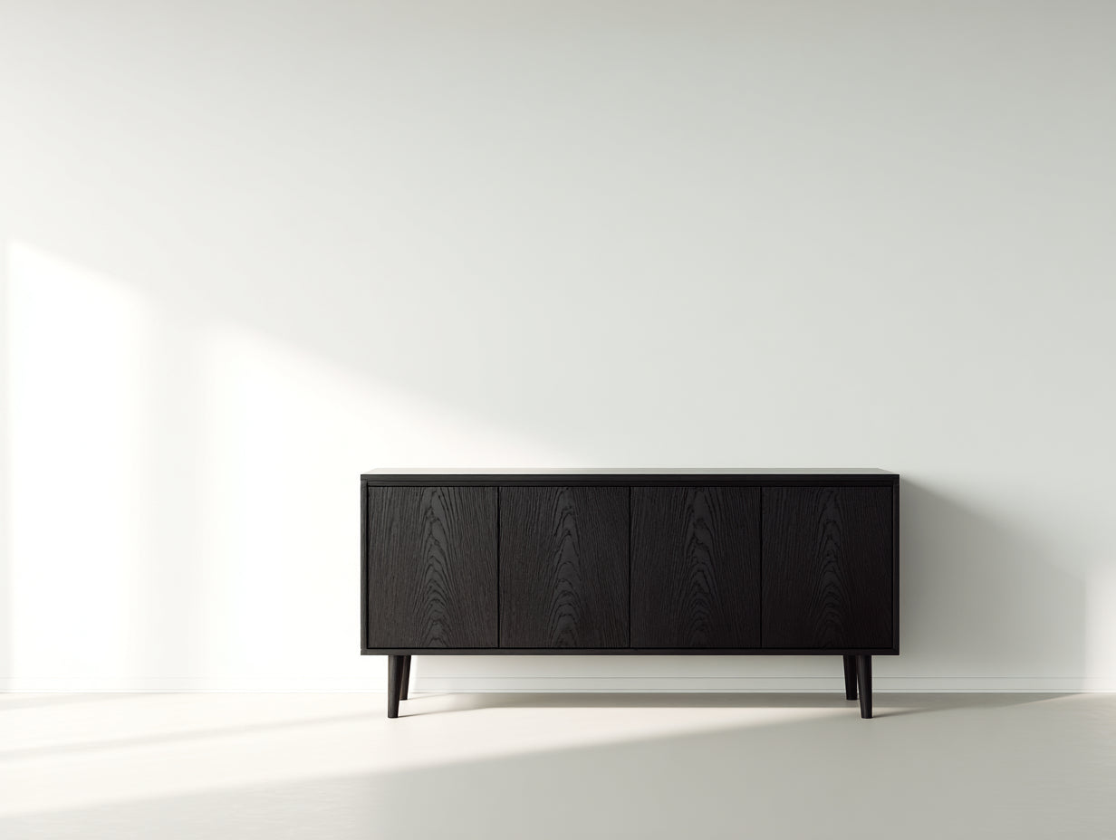 Mobile ingresso - legno - 145x38x72 cm - nero - minimalista