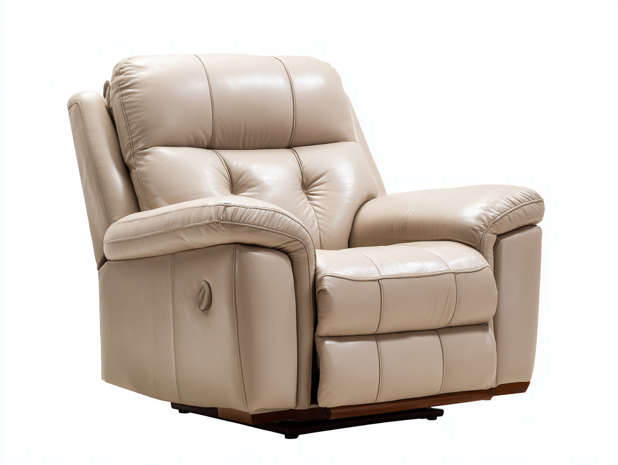 Poltrona reclinabile - similpelle-metallo-legno - 99x94x104 cm - beige tortora - classica imbottita
