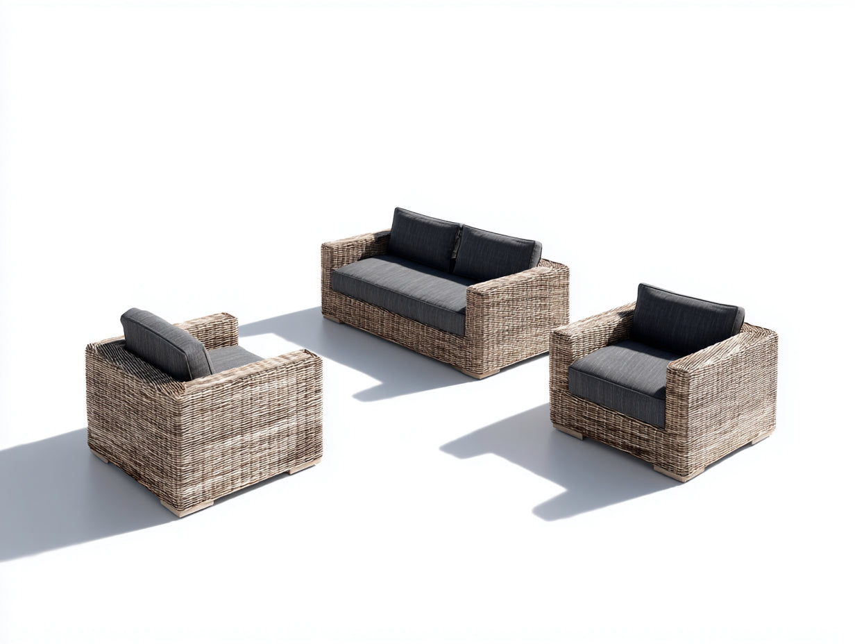 Divani da esterno - Rattan-Tessuto - 178x82x74 cm - Naturale-Grigio scuro - Stile moderno essenziale