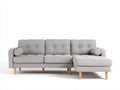 Divano angolare - tessuto-legno - 262x155x86 cm - grigio chiaro-legno naturale - nordico