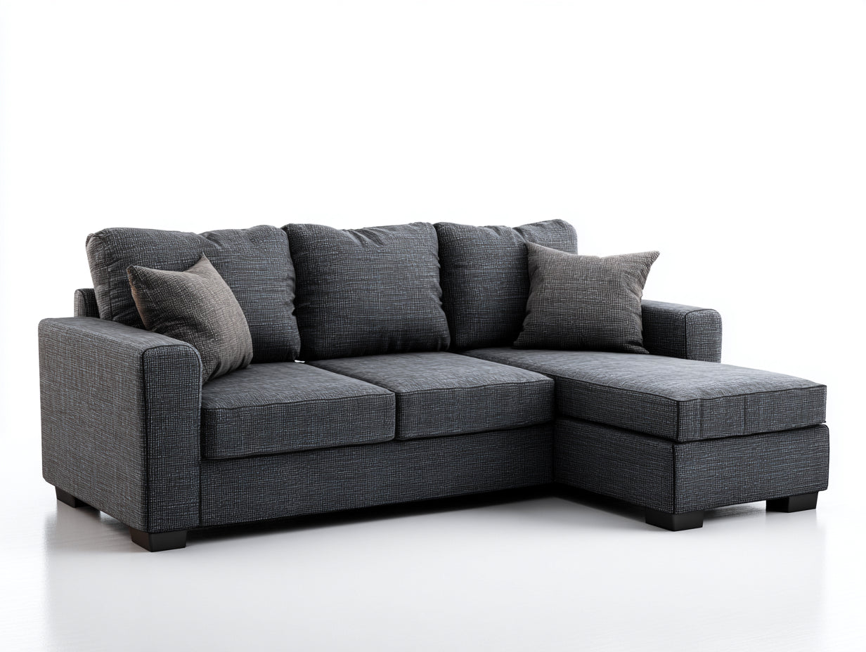 Divano angolare - tessuto - 274x168x87 cm - grigio scuro - contemporaneo