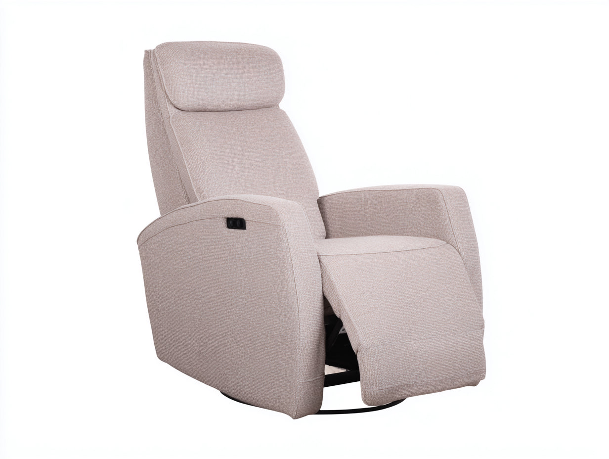 Poltrona reclinabile - tessuto - 104x91x107 cm - rosa beige - moderna imbottita con poggiapiedi