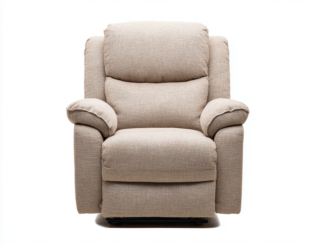 Poltrona reclinabile - tessuto - 97x90x108 cm - beige lino - classica imbottita con poggiapiedi