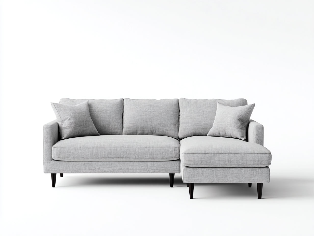 Divano angolare - tessuto-metallo - 265x156x84 cm - grigio chiaro-nero - moderno