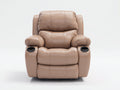 Poltrona reclinabile - similpelle - 95x92x104 cm - beige chiaro - moderna con portabicchieri