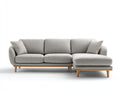 Divano angolare - tessuto-legno - 263x158x85 cm - grigio chiaro-legno naturale - nordico