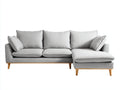 Divano angolare - tessuto-legno - 269x160x86 cm - grigio chiaro-legno naturale - scandinavo