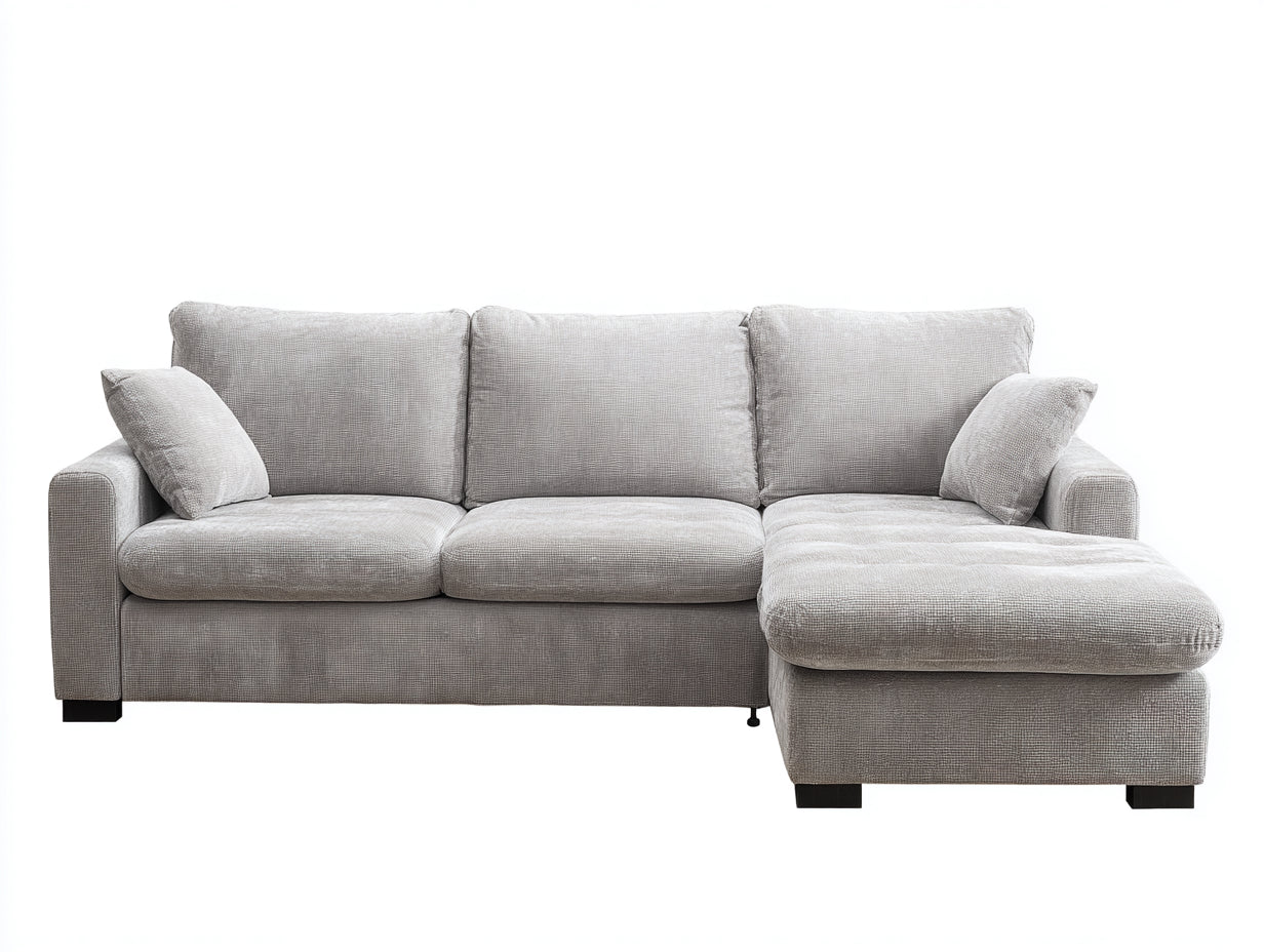 Divano angolare - tessuto - 267x159x84 cm - grigio chiaro - moderno