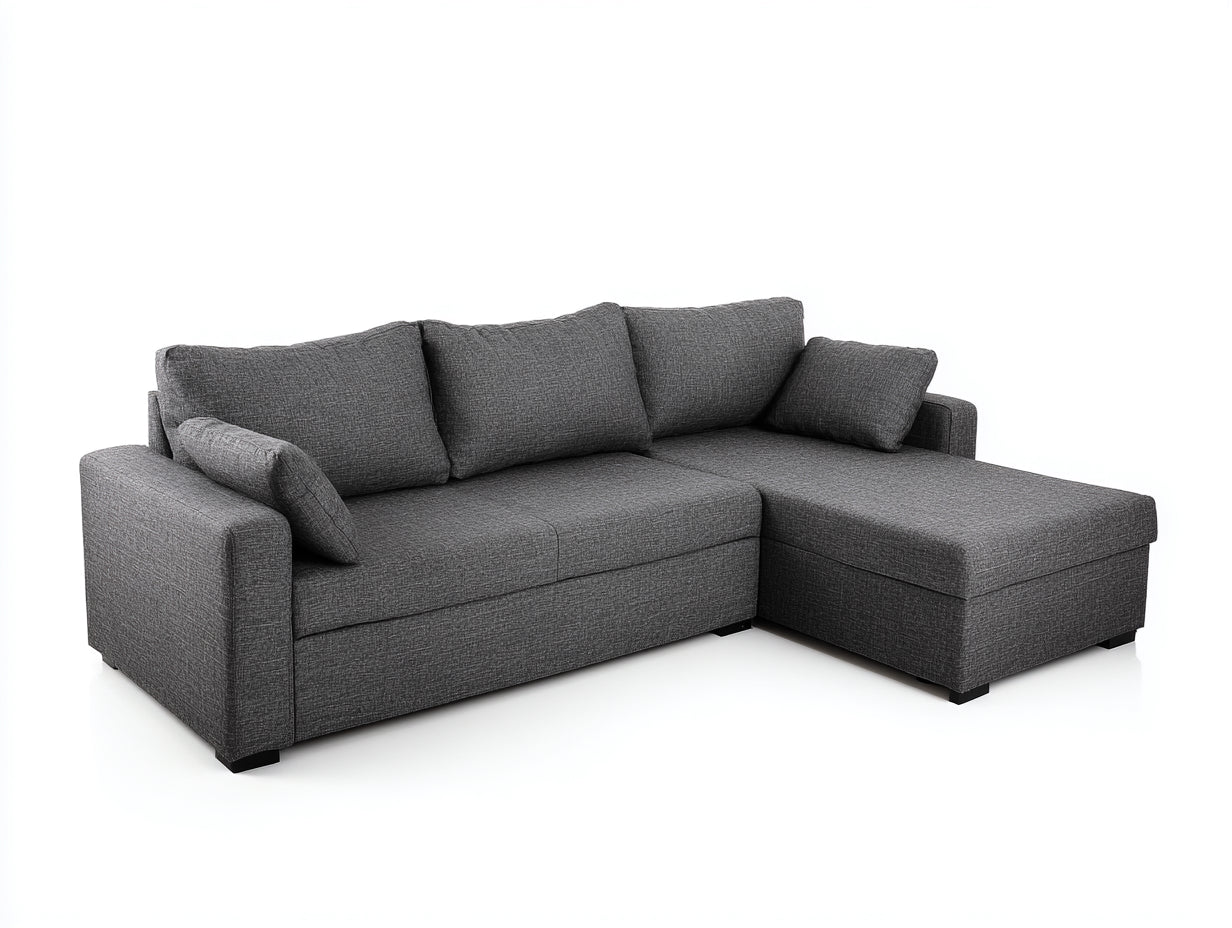 Divano angolare - tessuto - 270x162x85 cm - grigio antracite - moderno
