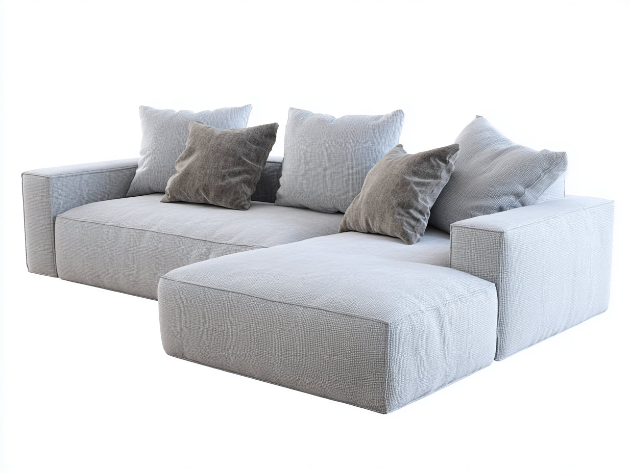 Divano angolare - tessuto - 282x171x78 cm - grigio chiaro - minimalista