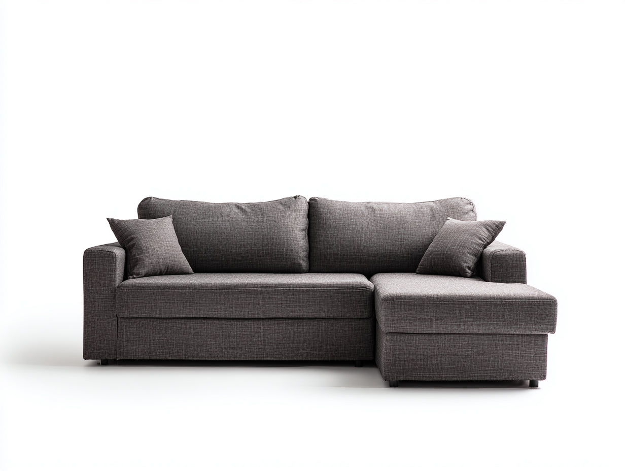 Divano angolare - tessuto - 264x160x84 cm - grigio marrone - moderno