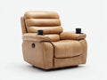 Poltrona reclinabile - similpelle-metallo - 100x95x106 cm - cammello - moderna imbottita con portabicchieri
