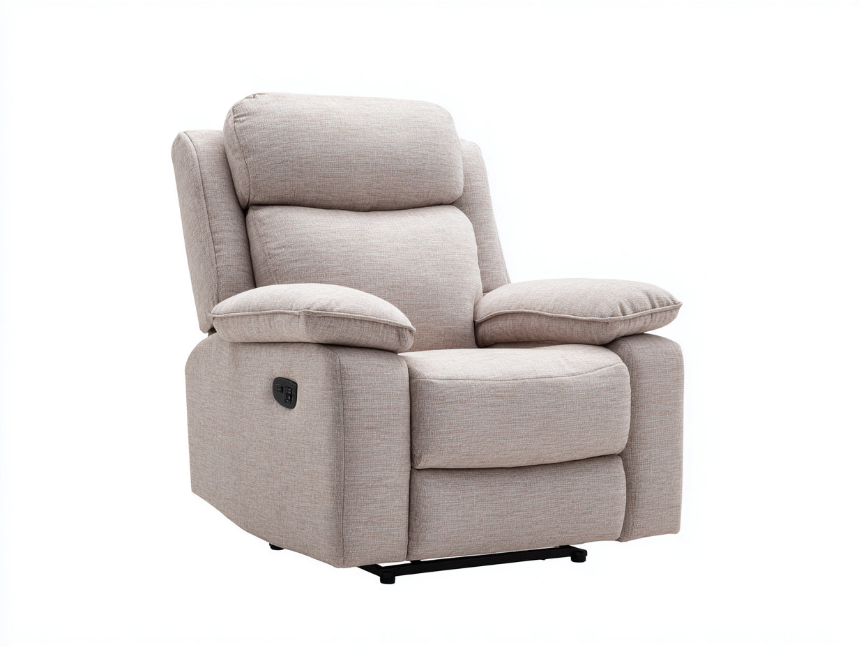 Poltrona reclinabile - tessuto - 101x93x105 cm - beige chiaro - moderna imbottita con comando laterale