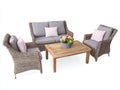 Divani da esterno - Rattan-Legno-Tessuto - 182x84x96 cm - Naturale-Grigio chiaro - Stile classico moderno
