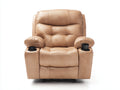 Poltrona reclinabile - similpelle-metallo - 101x96x107 cm - beige caramello - moderna imbottita con portabicchieri