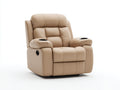 Poltrona reclinabile - similpelle - 98x94x105 cm - beige sabbia - moderna con portabicchieri